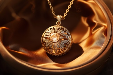 黄金吊坠镶嵌着宝石