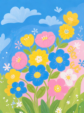 多巴胺油画花朵