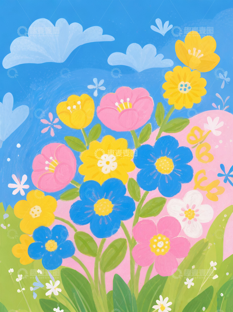 高清大图下载【趣麦麦图】多巴胺油画花朵