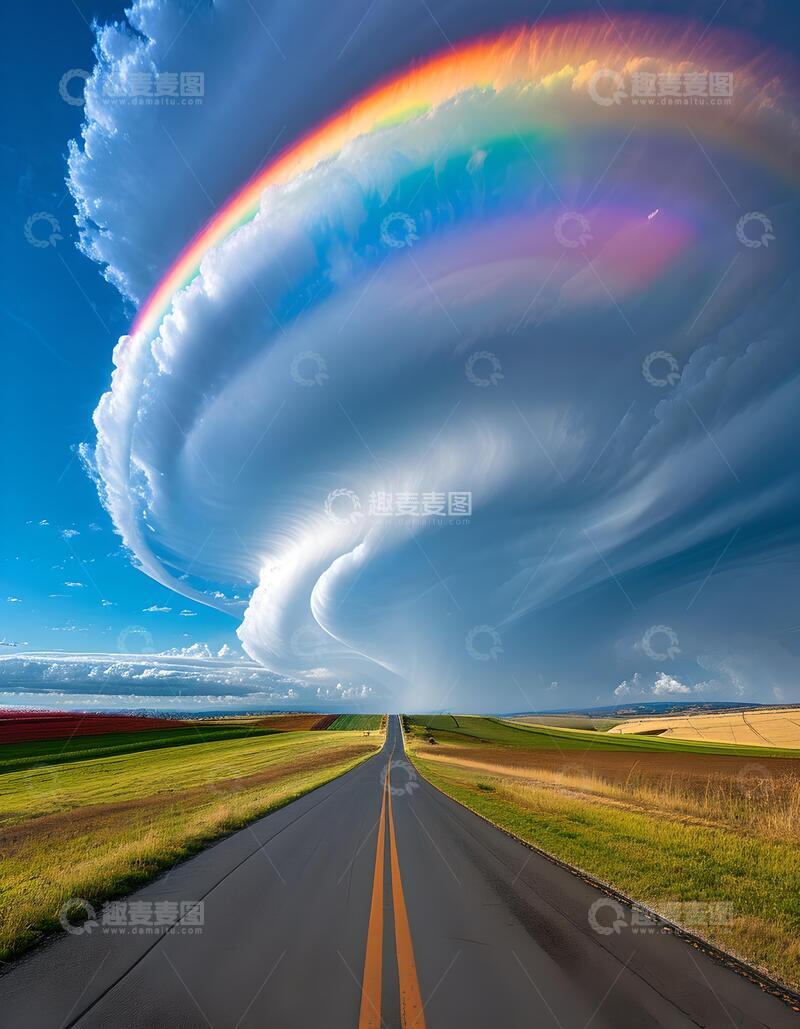 高清大图下载【趣麦麦图】天空彩虹云极光恶劣