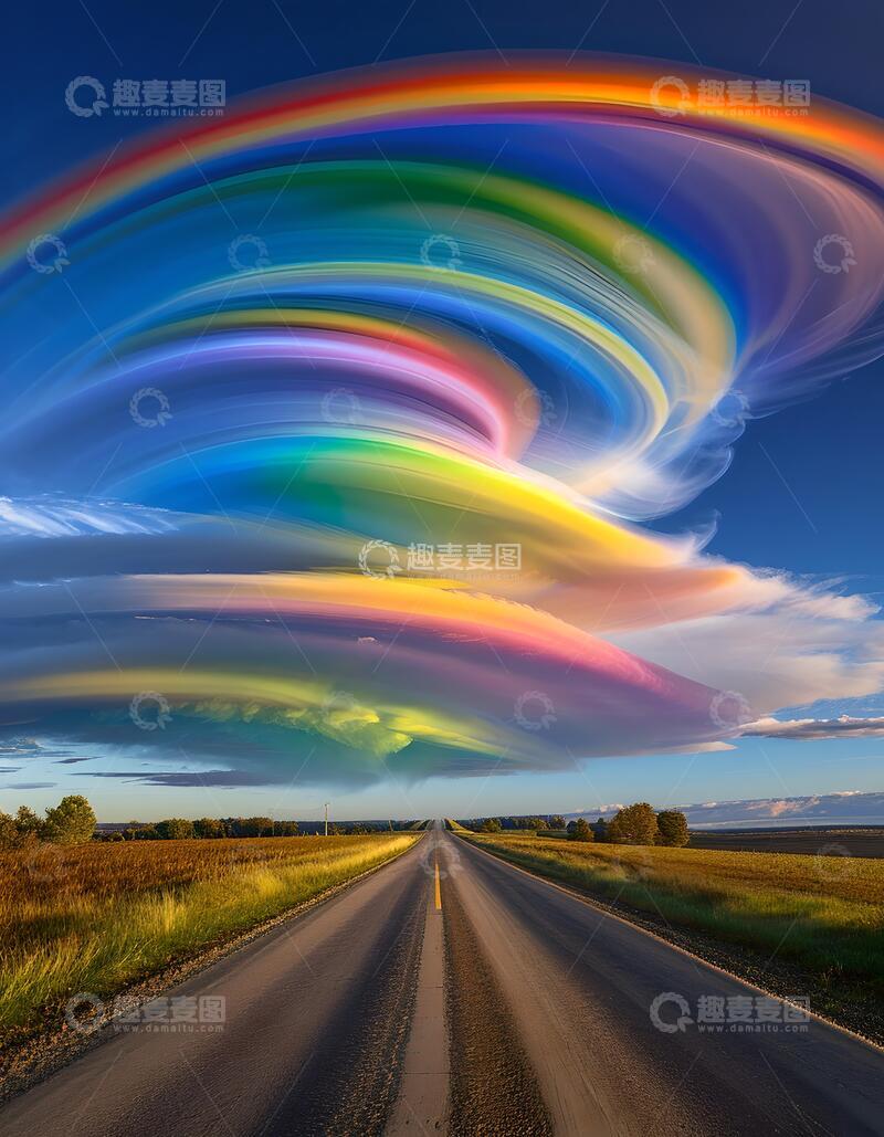 高清大图下载【趣麦麦图】天空艺术感彩虹云彩沙尘暴1