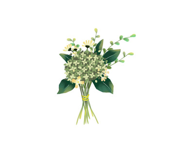 绿色花束小花