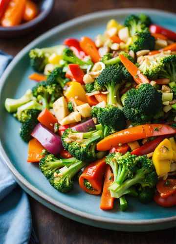 炒西兰花彩椒胡萝卜AI插画高清图片素材11