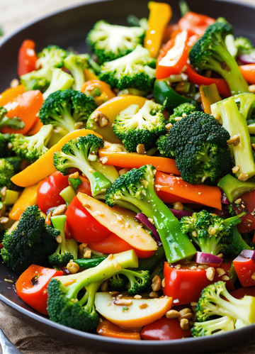 炒西兰花彩椒胡萝卜AI插画高清图片素材21