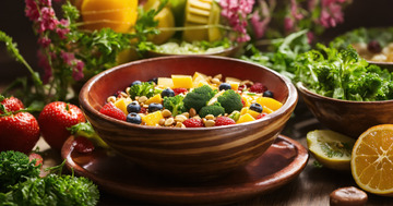 蔬果沙拉拼盘健康饮食AI插画高清图片素材2