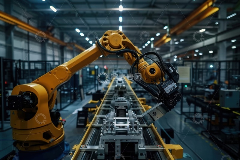 高清大图下载【趣麦麦图】智能工厂里作业的机械臂
