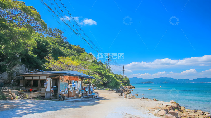 高清大图下载【趣麦麦图】大海旁的小卖部2
