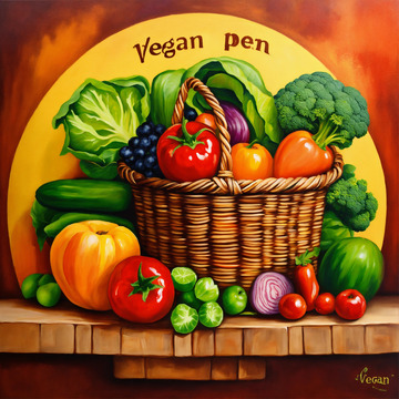 纯素蔬果油画厨房标志暖色调写实AI插画图4