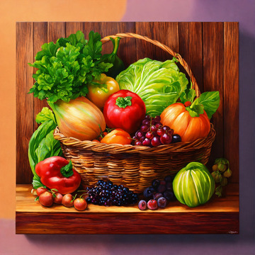 纯素蔬果油画厨房标志暖色调写实AI插画图21