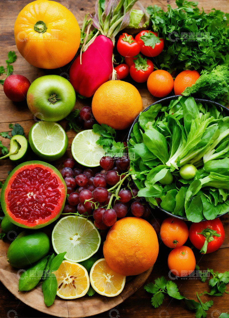 高清大图下载【趣麦麦图】蔬菜水果健康之道AI插画高清图片2