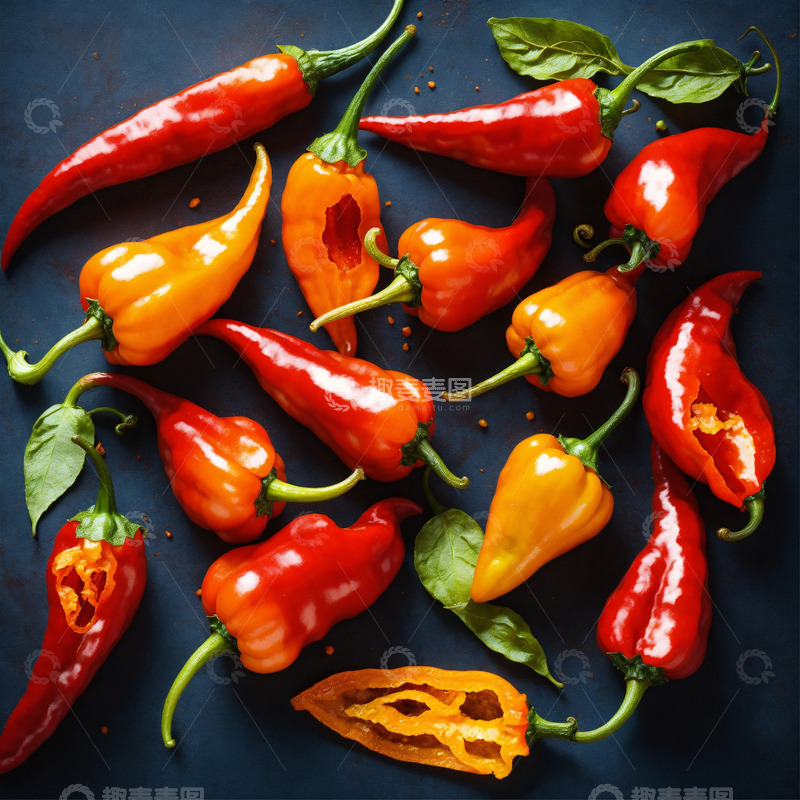 高清大图下载【趣麦麦图】辣味浓郁独具风味的哈瓦那辣椒AI插画高清