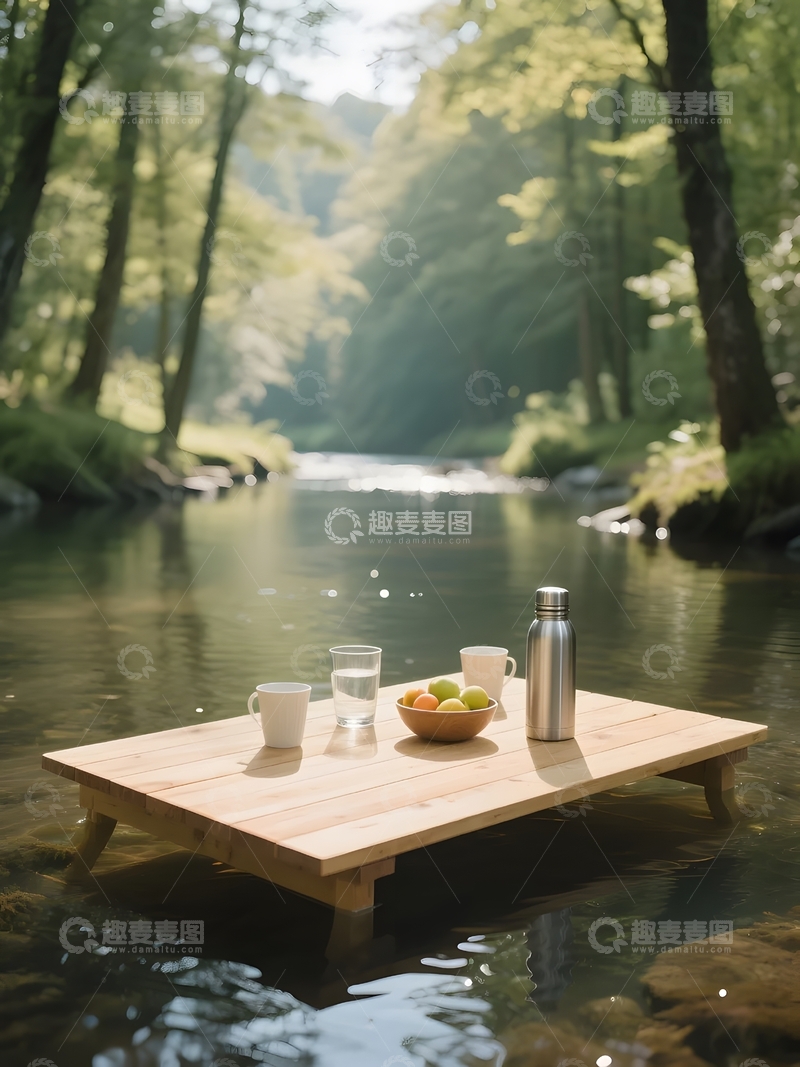 高清大图下载【趣麦麦图】溪畔野餐的惬意时光3