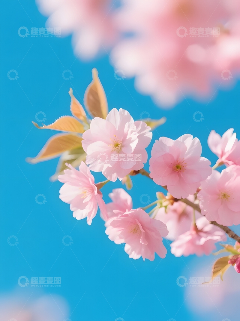 高清大图下载【趣麦麦图】粉樱映蓝天的春日景2