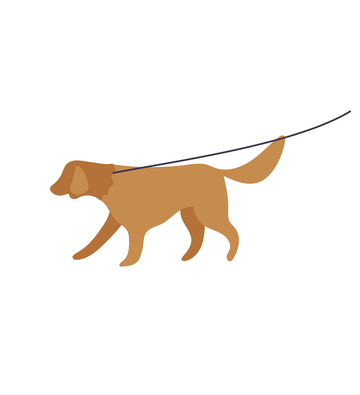 扁平化手绘风小狗牵引绳行走元素