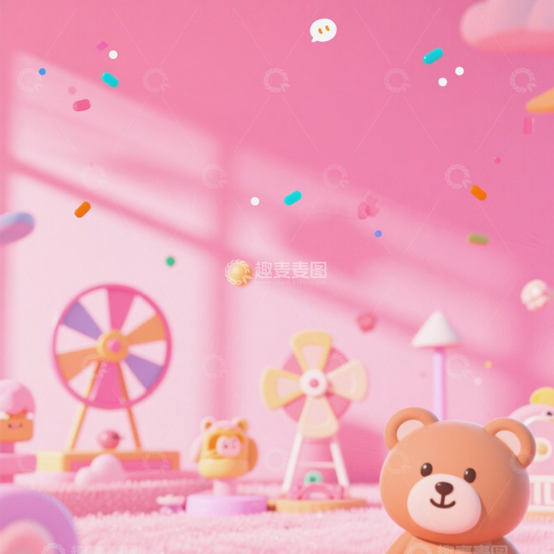 高清大图下载【趣麦麦图】风车背粉色蓝色壁纸