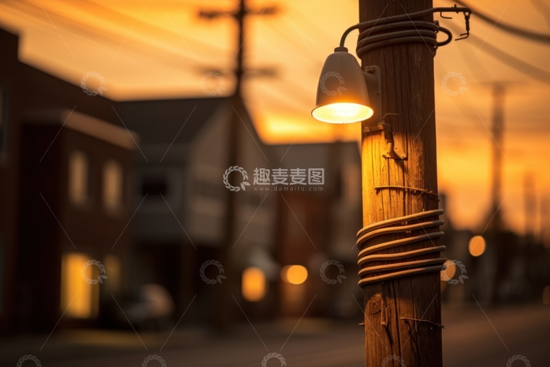 高清大图下载【趣麦麦图】街道路旁的路灯建筑