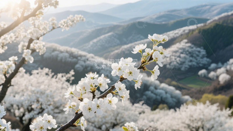 高清大图下载【趣麦麦图】春日梨花山景图鉴3