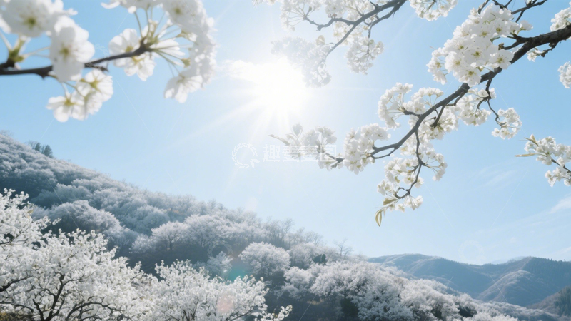 高清大图下载【趣麦麦图】春日梨花山景图鉴4