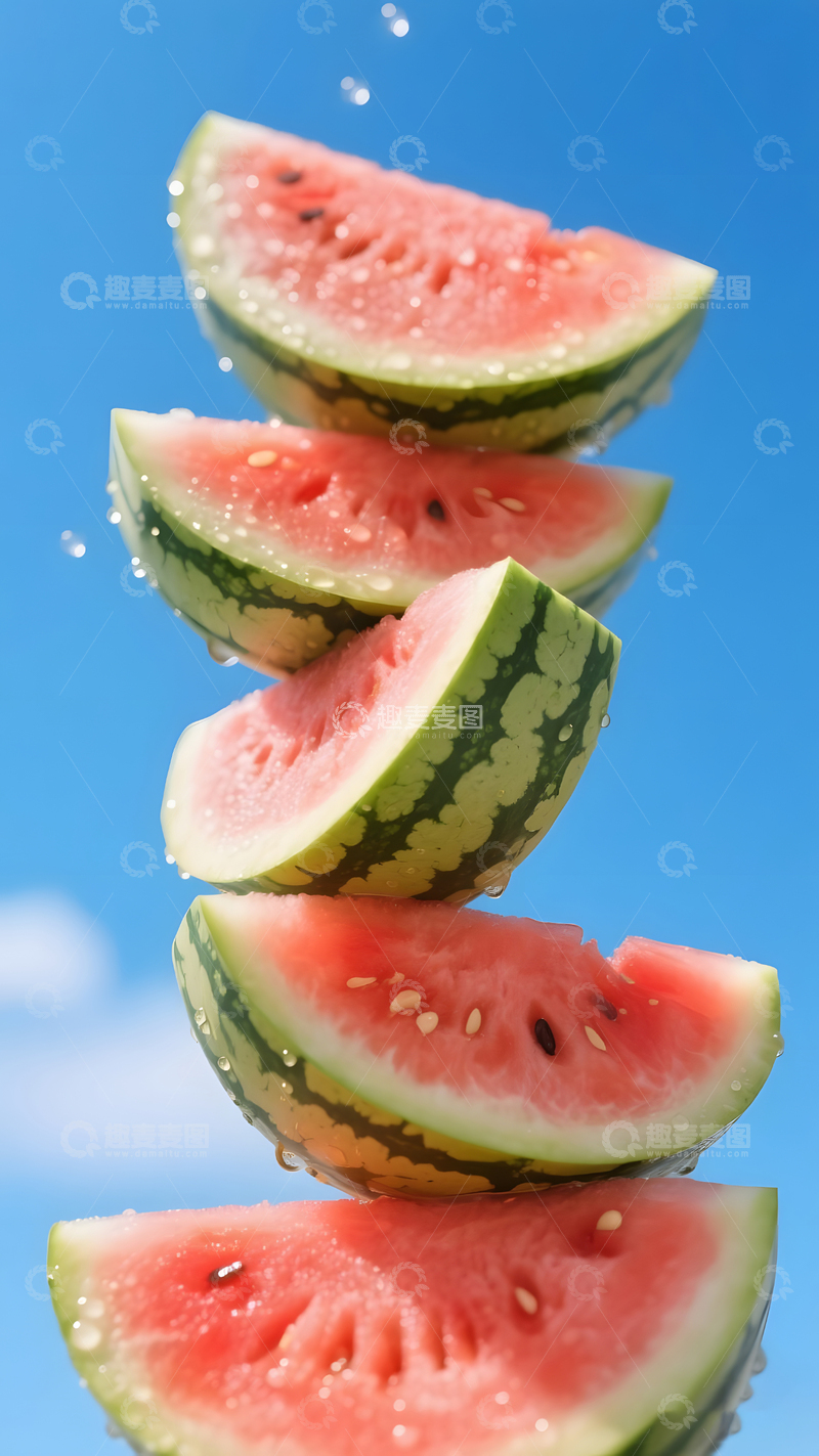 高清大图下载【趣麦麦图】西瓜蓝天切片摄影