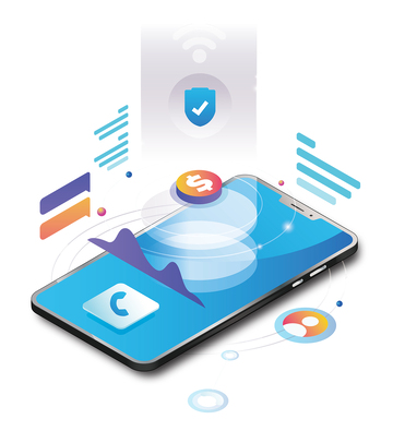 3D渲染商务办公手机数据展示插画素材