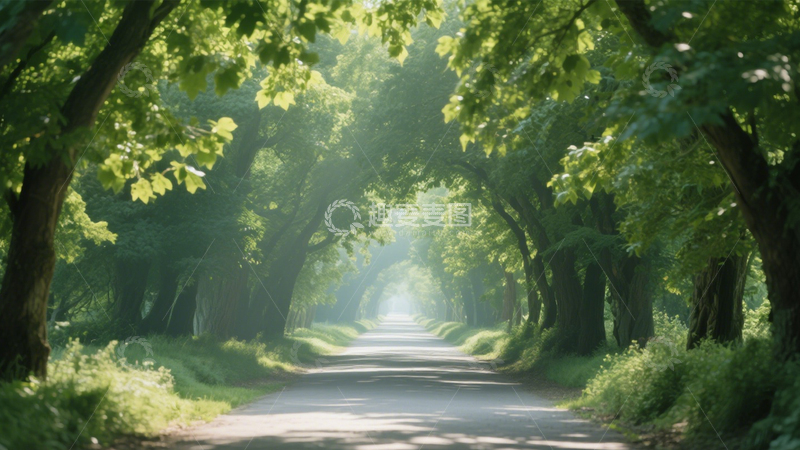 高清大图下载【趣麦麦图】夏日林荫公路风景3