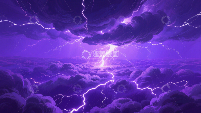 高清大图下载【趣麦麦图】紫色雷电奇幻夜4