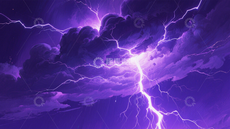 高清大图下载【趣麦麦图】紫色雷电奇幻夜3