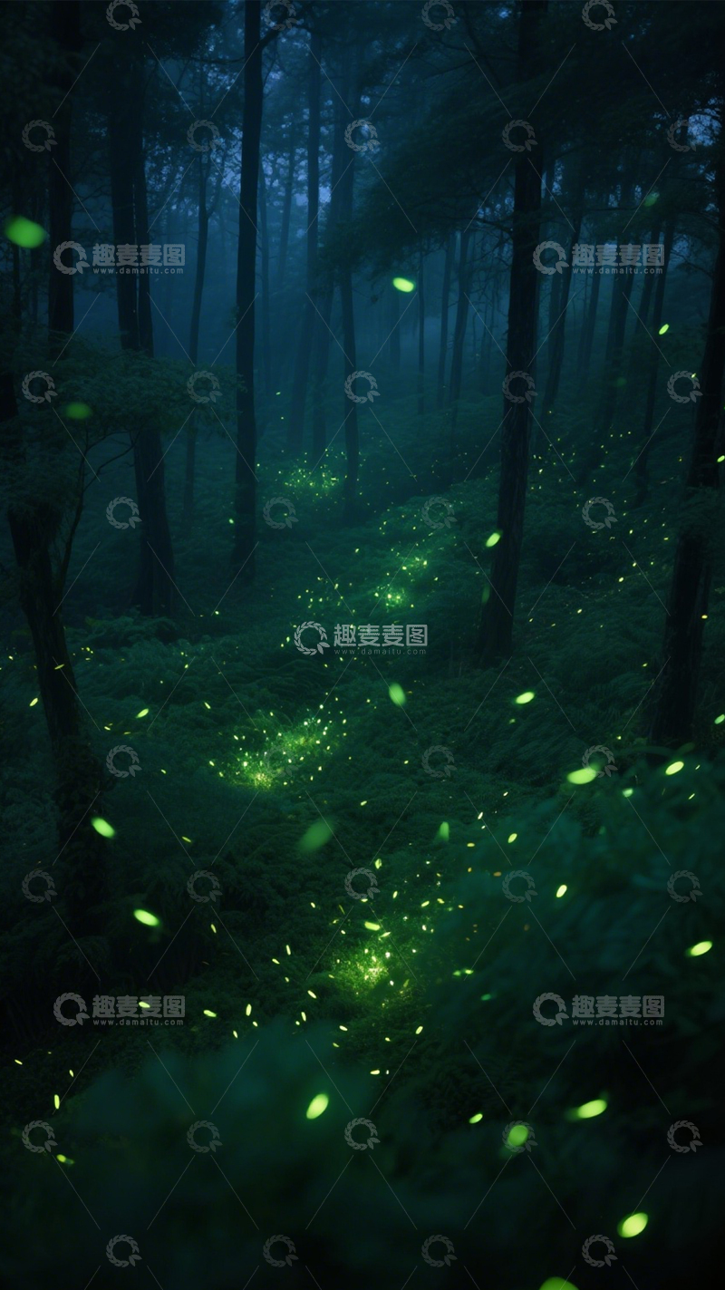 高清大图下载【趣麦麦图】萤火森林梦幻夜1