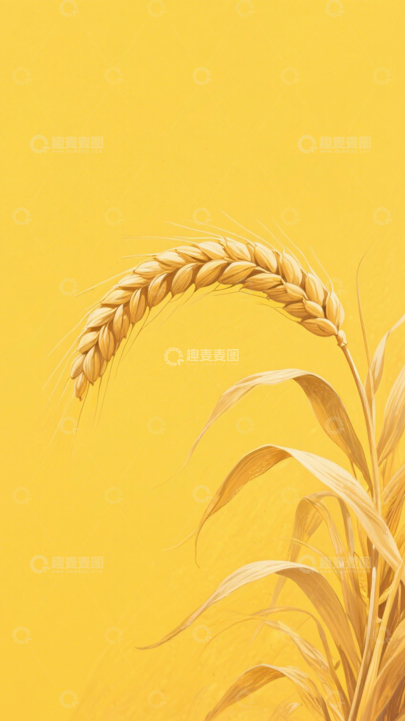 高清大图下载【趣麦麦图】金色麦穗丰收图1