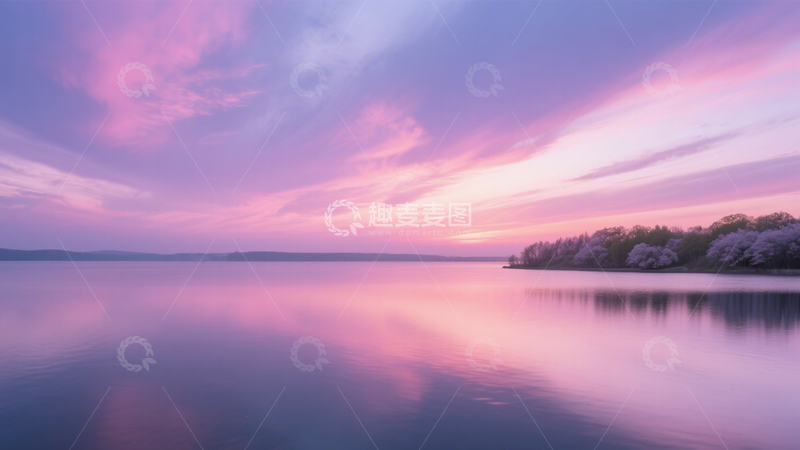 高清大图下载【趣麦麦图】粉紫晚霞湖景系列3