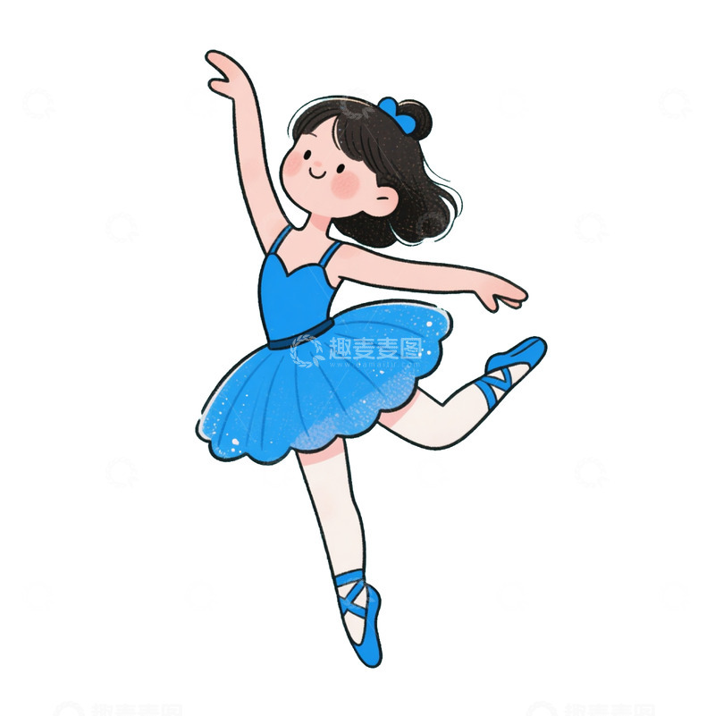 高清大图下载【趣麦麦图】卡通跳芭蕾舞的小女孩4