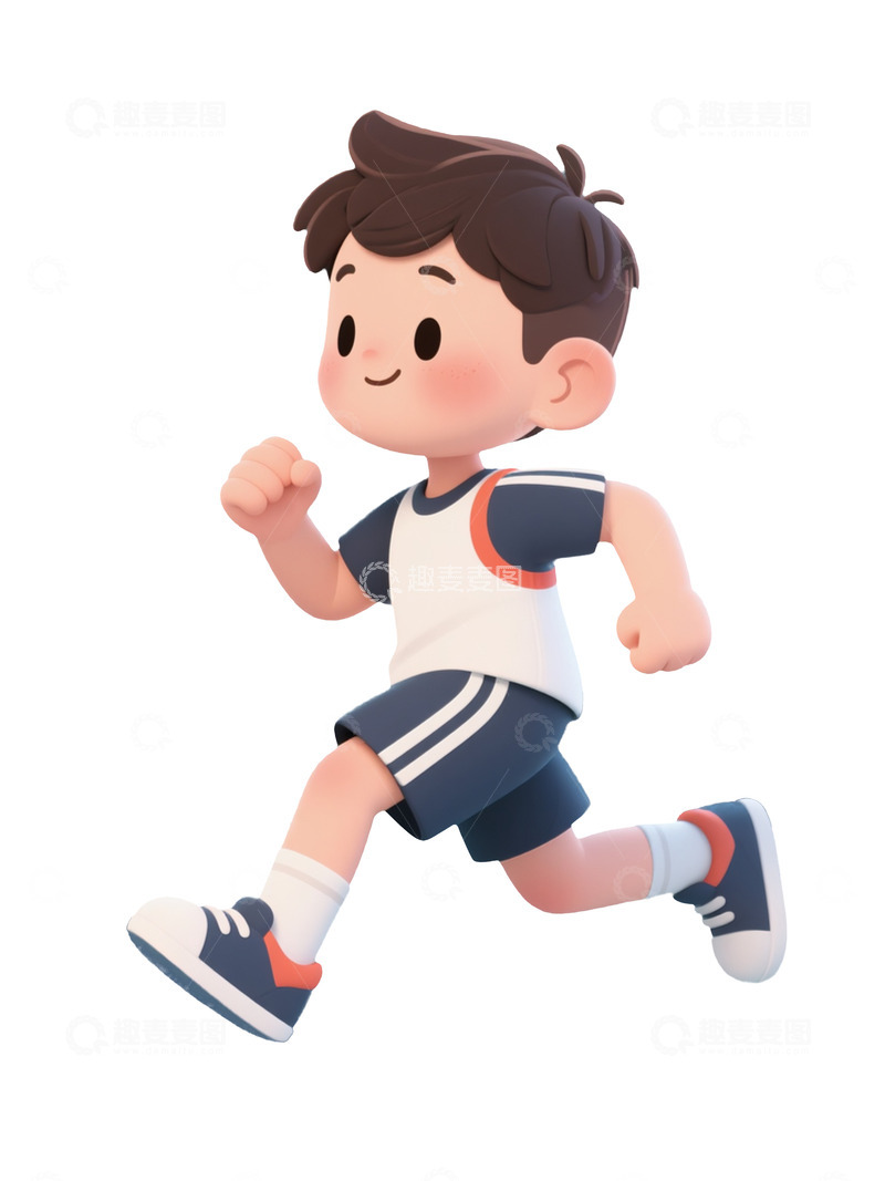 高清大图下载【趣麦麦图】卡通跑步小男孩4