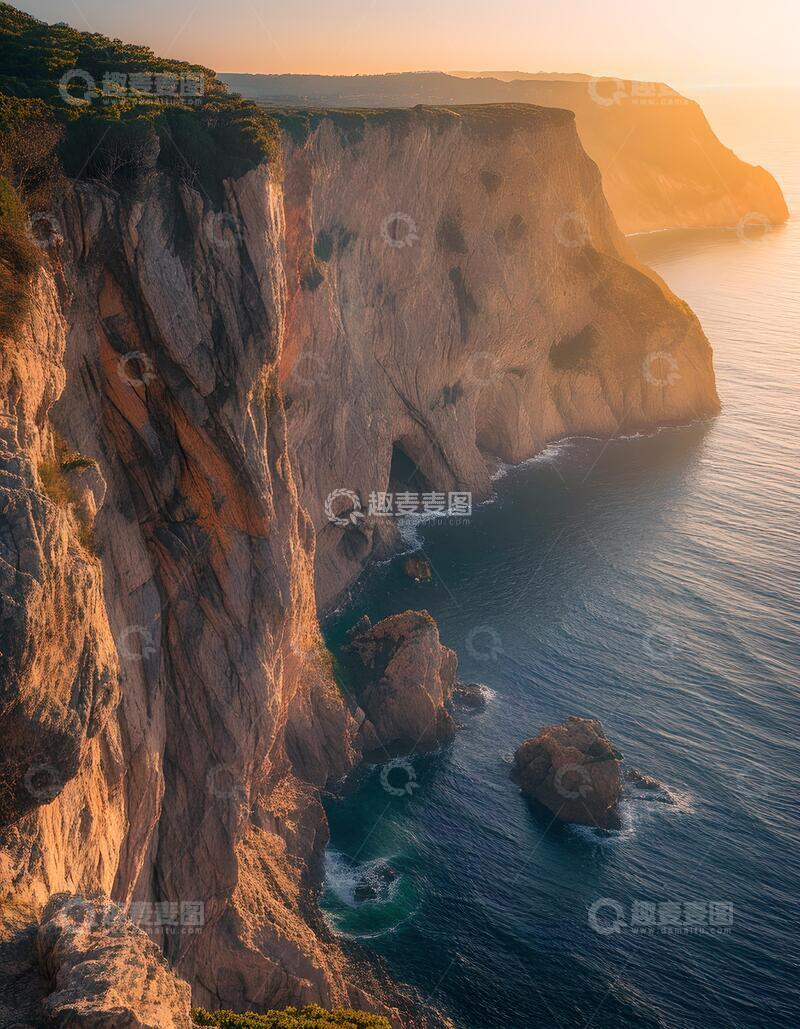 高清大图下载【趣麦麦图】海边悬崖夕阳风景