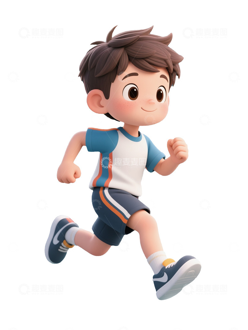 高清大图下载【趣麦麦图】卡通跑步小男孩
