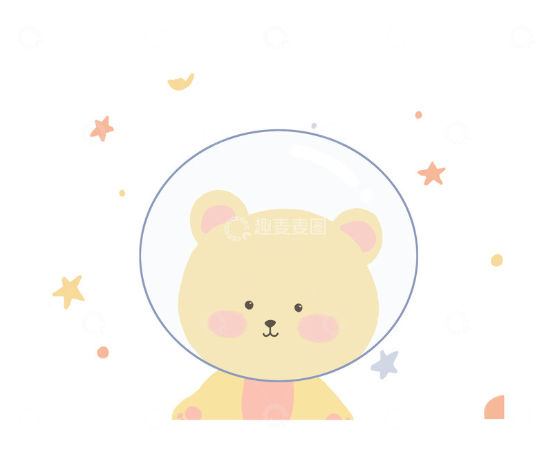 高清大图下载【趣麦麦图】卡通太空熊手绘图卡通