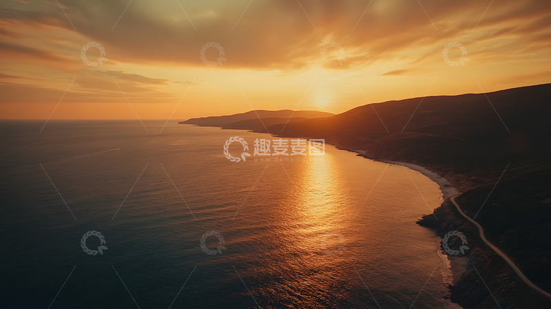 高清大图下载【趣麦麦图】黄昏山崖海岸壮丽美景4