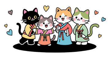 可爱拟人古装猫咪儿童简笔画1