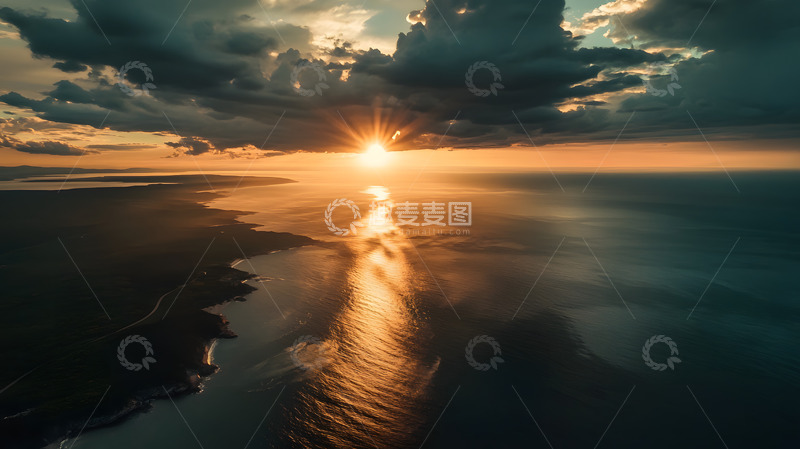 高清大图下载【趣麦麦图】黄昏山崖海岸壮丽美景1