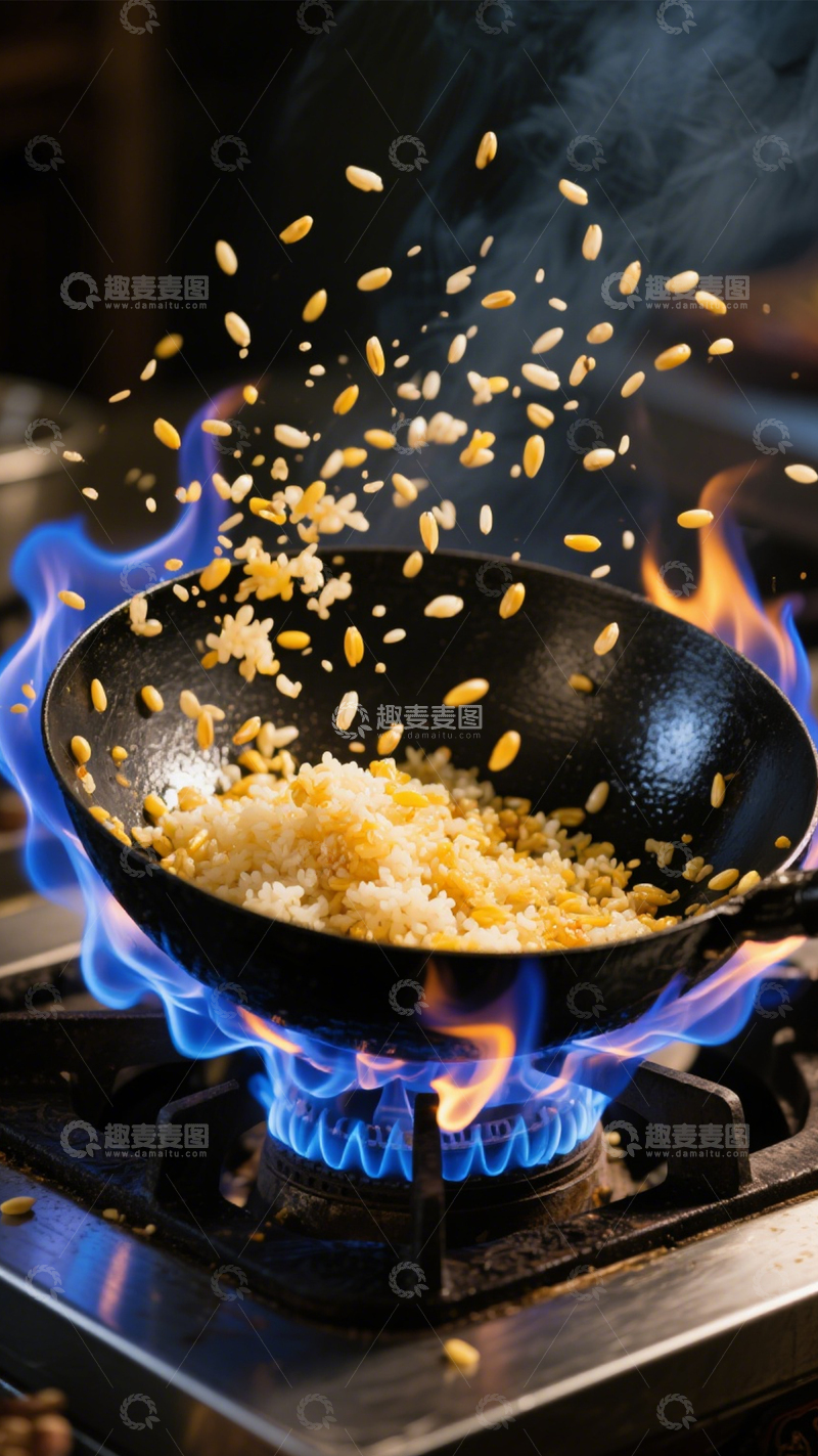 高清大图下载【趣麦麦图】烟火锅气美味炒饭1