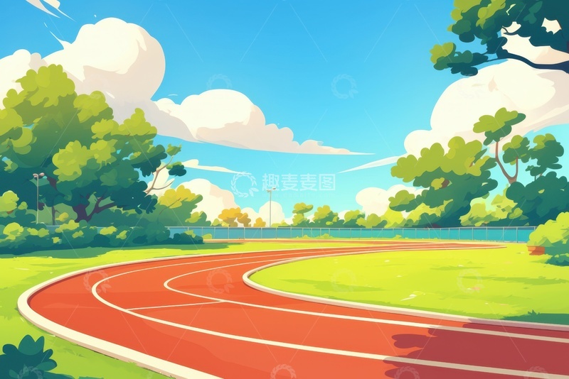 高清大图下载【趣麦麦图】夏季校园操场跑道