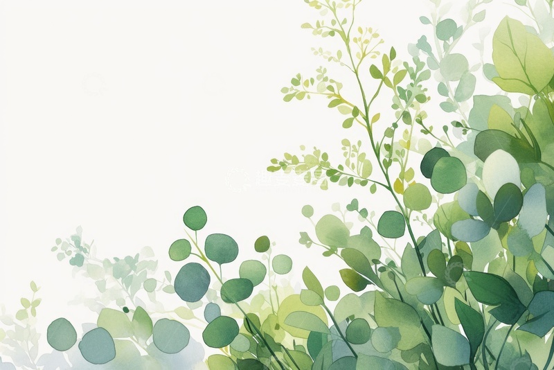 高清大图下载【趣麦麦图】水彩草木边框背景