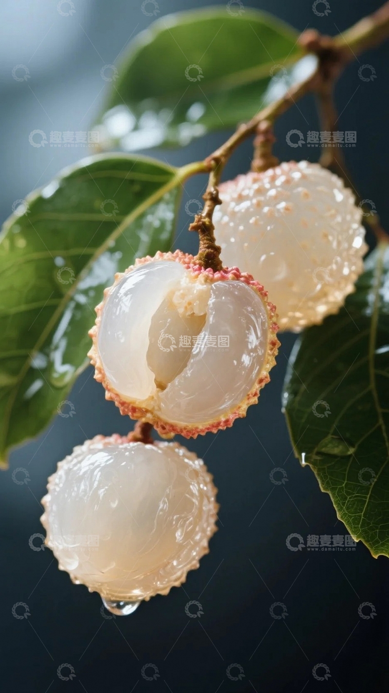 高清大图下载【趣麦麦图】晶莹剔透的荔枝果实1