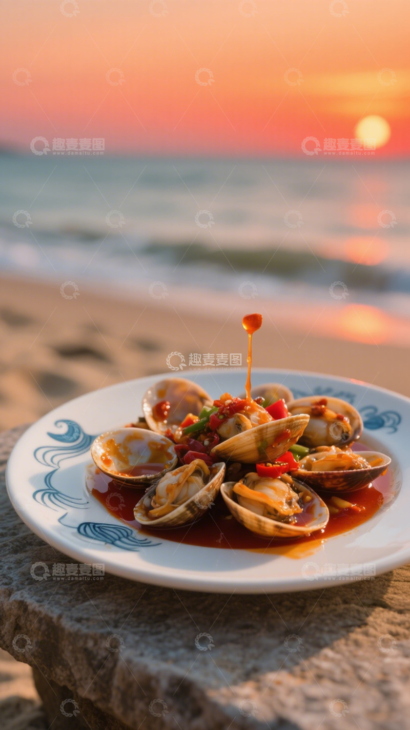 高清大图下载【趣麦麦图】海边辣炒花蛤鲜辣过瘾3