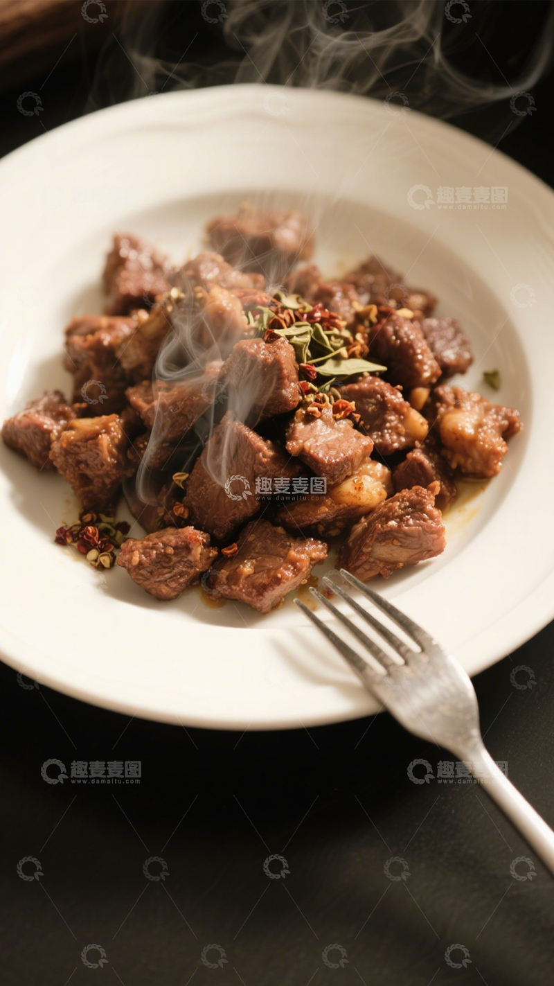 高清大图下载【趣麦麦图】烟火牛肉粒烧烤香四溢4