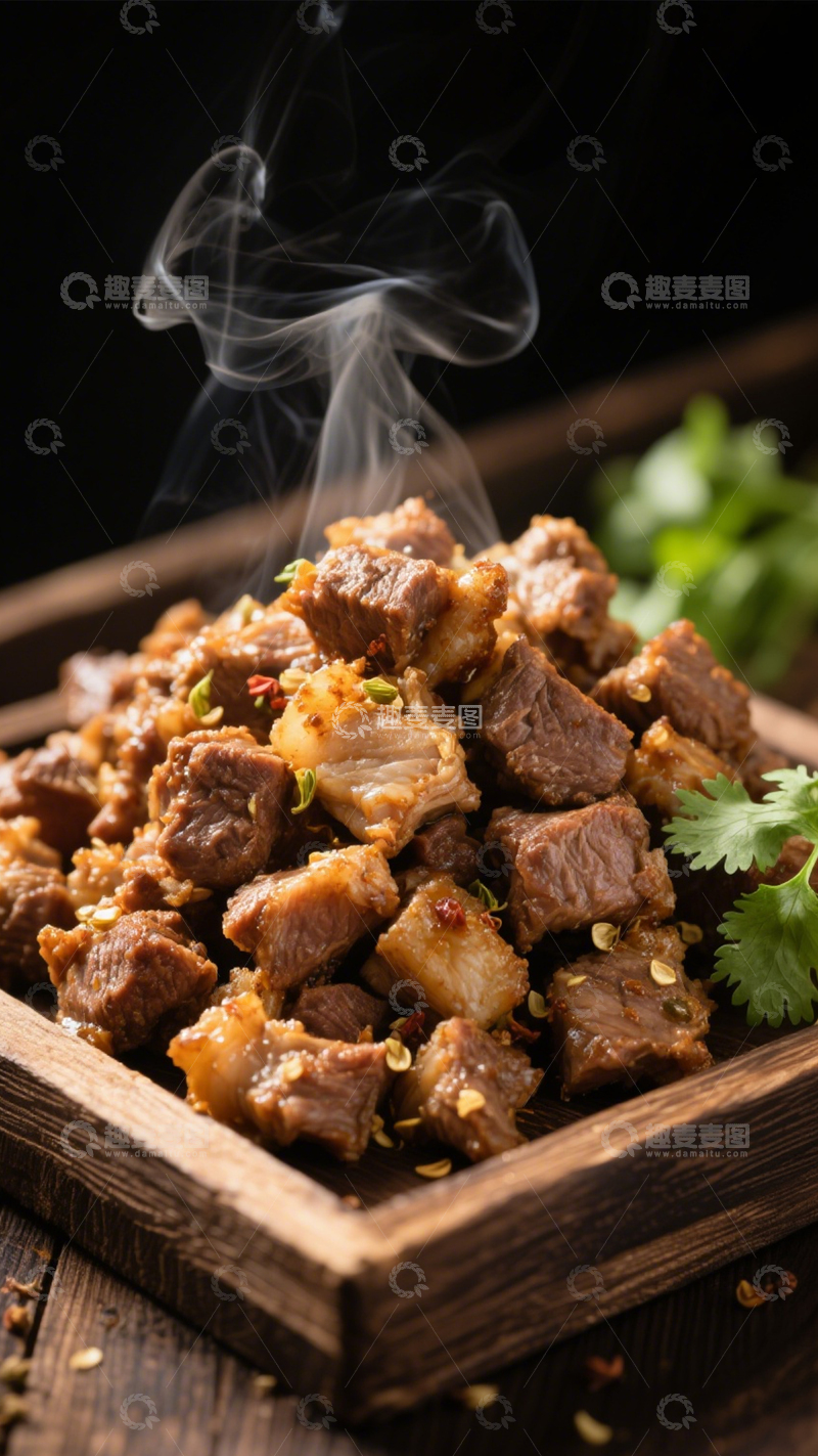 高清大图下载【趣麦麦图】烟火牛肉粒烧烤香四溢1