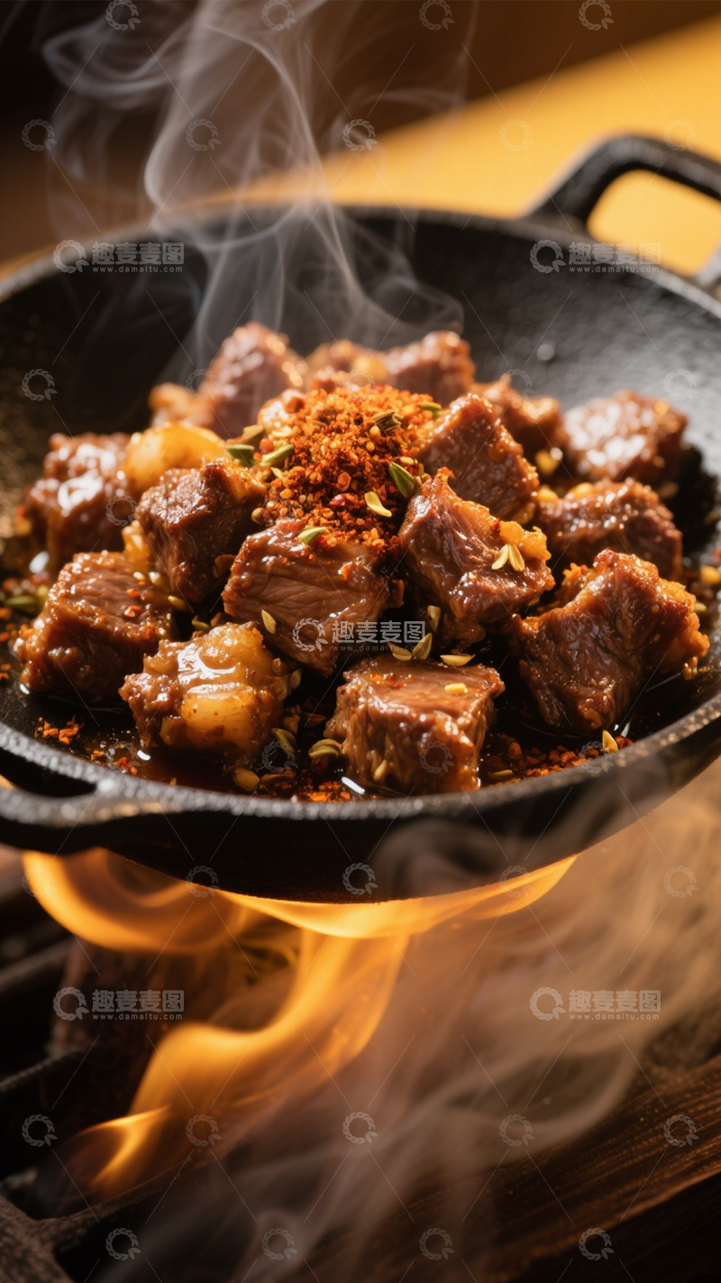 高清大图下载【趣麦麦图】烟火牛肉粒烧烤香四溢3