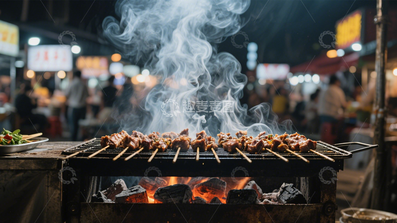 高清大图下载【趣麦麦图】烟火牛肉粒烧烤香四溢6