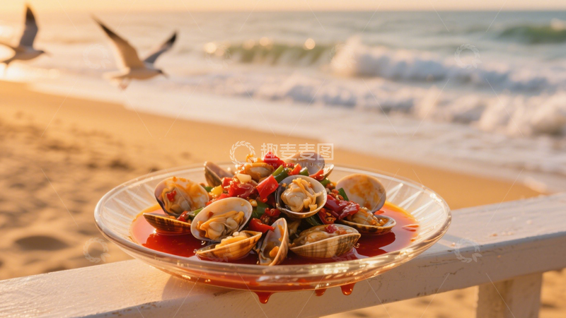 高清大图下载【趣麦麦图】海边辣炒花蛤鲜辣过瘾8