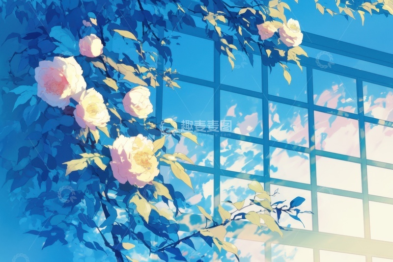 高清大图下载【趣麦麦图】手绘花朵植物边框背景1