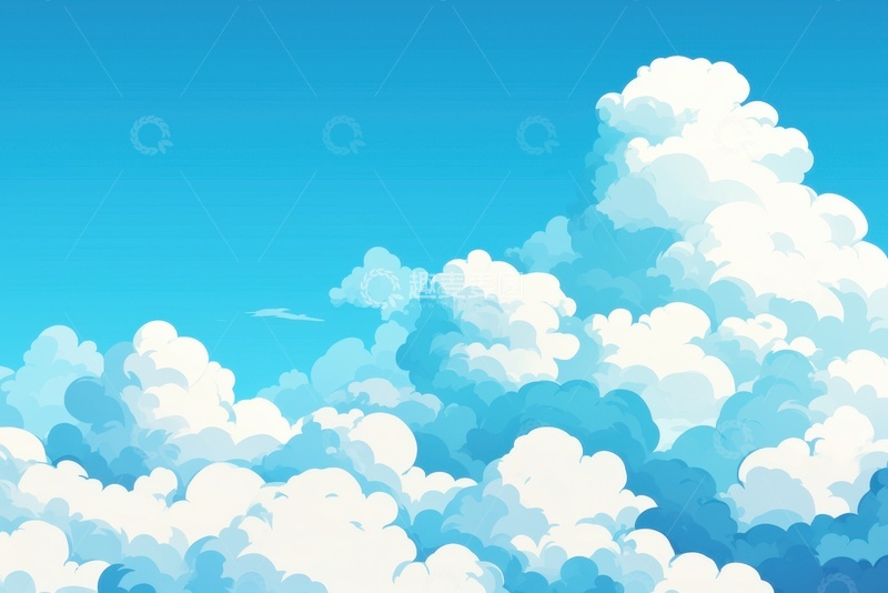 高清大图下载【趣麦麦图】卡通简约蓝天白云背景